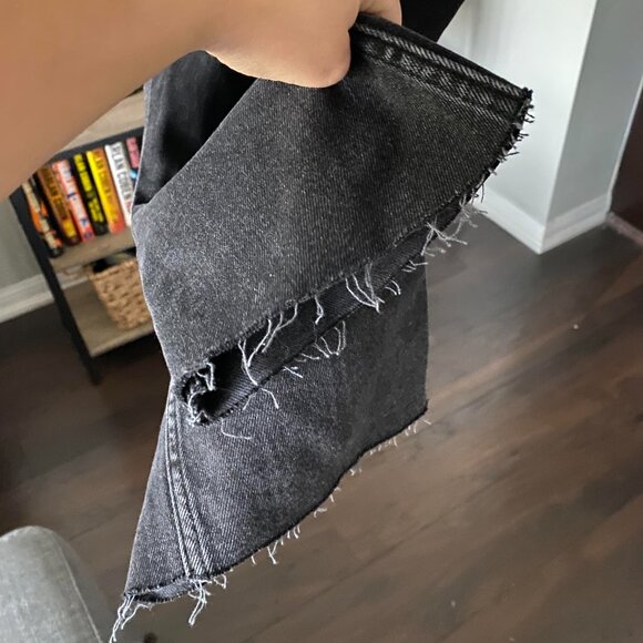 Re/Done 70s Black High-Rise Stove Pipe Jeans in Washed Noir Size 27 - Picture 8 of 10